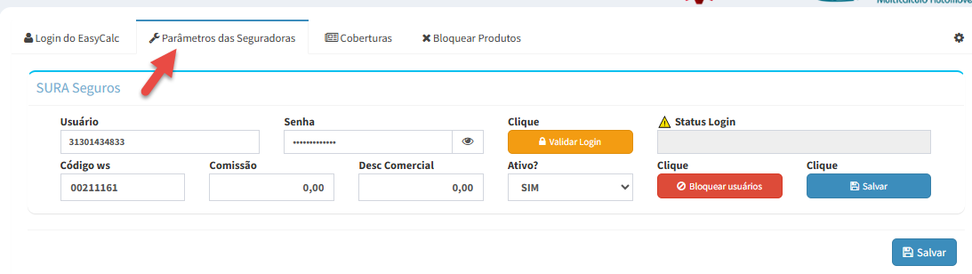 Preencha os dados de acesso: