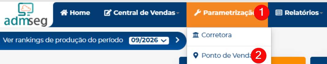 Acesse Parametrização → Ponto de Venda.